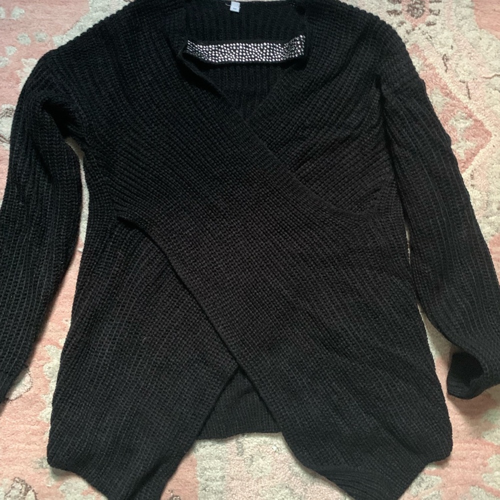Stylish criss cross embellished sweater